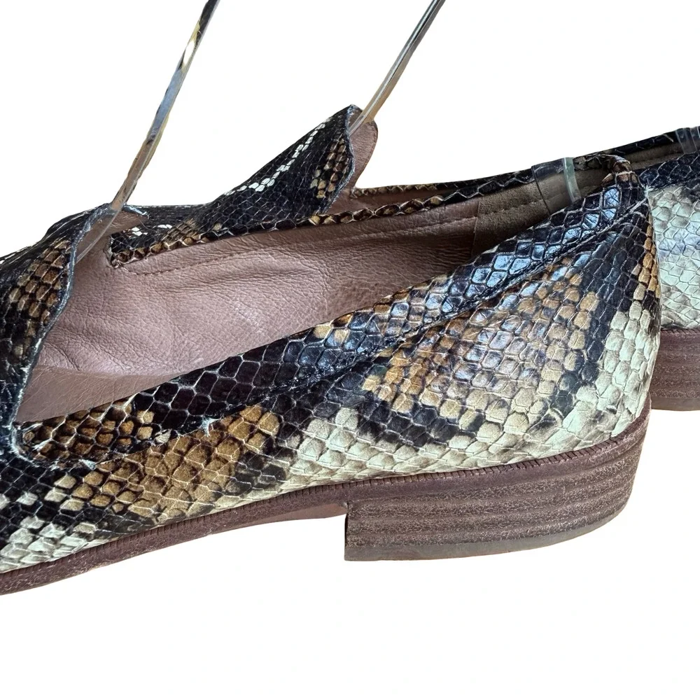 Madewell Leather Frances Snake Embossed Loafers Flats Slip On Shoes Brown 9.5
